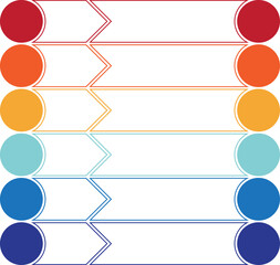 Obraz premium Colorful lines and circles, infographics for six positions, isolated