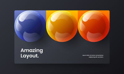 Original presentation design vector illustration. Vivid realistic balls placard template.