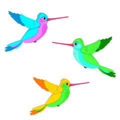 Set of cute colorful hummingbirds