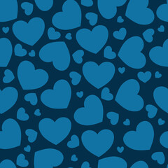 Blue various sizes of hearts seamless pattern background.  Perfect for fabric, scrapbooking, quilting, wallpaper and many more projects.