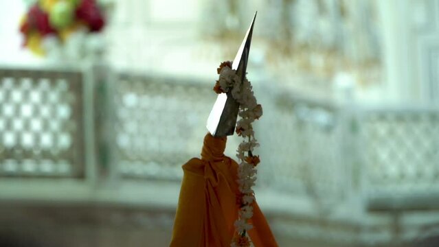 Warrior symbol in sikhism. Sikh warrior weapon.