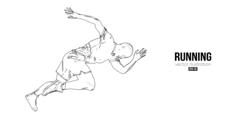 Abstract silhouette of a running athlete on white background. Runner man are running sprint or marathon. Vector illustration