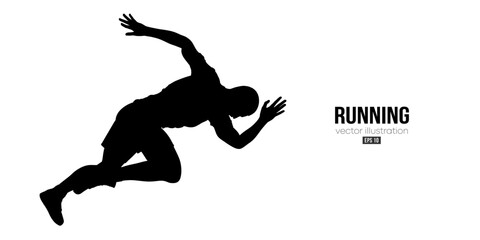 Abstract silhouette of a running athlete on white background. Runner man are running sprint or marathon. Vector illustration