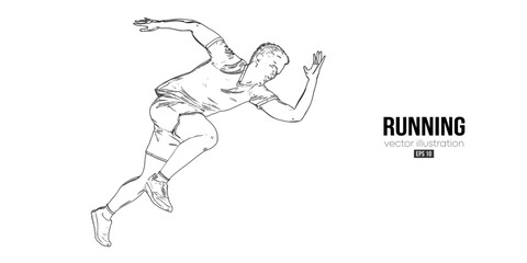 Fototapeta na wymiar Abstract silhouette of a running athlete on white background. Runner man are running sprint or marathon. Vector illustration