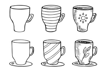 Obraz premium Cute cup of tea and coffee illustration. Simple mug clipart. Cozy home doodle set