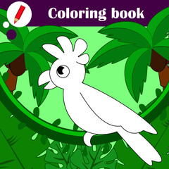 Educational game for children. Cute parrot. Coloring book