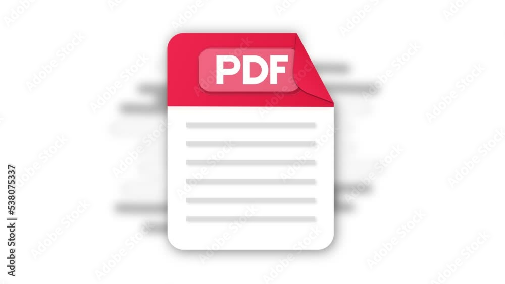 Poster PDF file icon. Flat design graphic. Animation PDF icon. Motion design isolated on white background