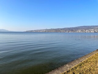 view from Au Wädenswil towards zurich