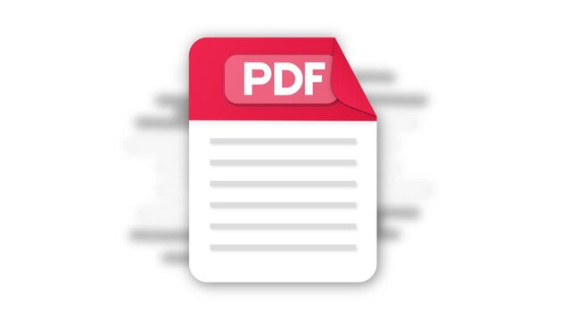 PDF file icon. Flat design graphic. Animation PDF icon. Motion design isolated on white background