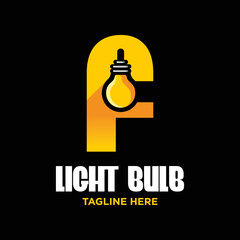 Letter F Bulb Logo Design Template Inspiration, Vector Illustration.