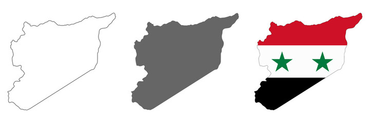 Highly detailed Syria map with borders isolated on background