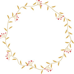 Fototapeta premium minimal golden dandelion wreath frame collection for christmas valentines or wedding