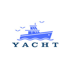 Luxury yacht club modern logo line icon. Premium leisure boat marine sign. Cruise ship travel symbol. Vector illustration.
