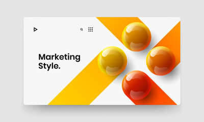 Simple 3D spheres corporate cover illustration. Vivid site design vector layout.