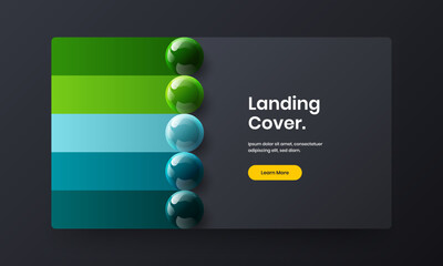 Vivid realistic balls web banner layout. Creative postcard design vector template.
