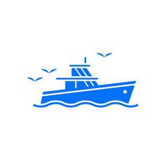 Luxury yacht club modern logo line icon. Premium leisure boat marine sign. Cruise ship travel symbol. Vector illustration.