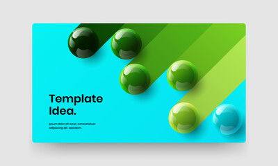 Isolated horizontal cover design vector layout. Minimalistic 3D spheres front page illustration.
