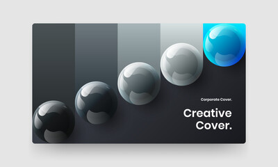 Simple 3D balls pamphlet layout. Trendy journal cover design vector template.