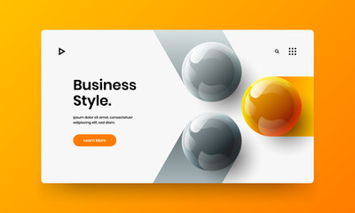Bright company identity vector design illustration. Clean 3D spheres corporate cover template.