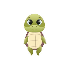 Cute cartoon turtle character.Turtle isolated on white background.Vector illustration for design and print
