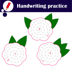 Tracing lines for kids with flowers. Spiral. Handwriting practice