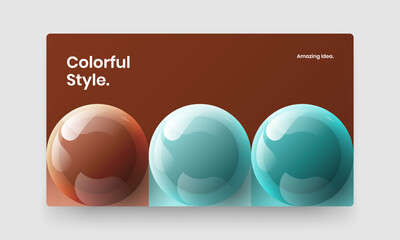 Fresh 3D balls book cover layout. Unique front page vector design concept.