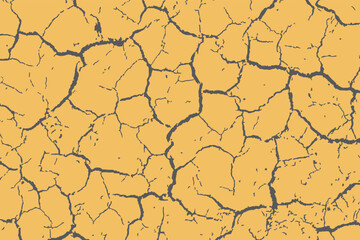 Abstract yellow cracked ground design backdrop. Dirty and grunge nature damaged background