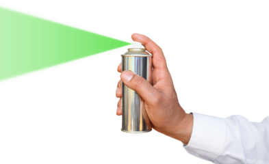 Gesture series: hand grabs spray can and sprays. 