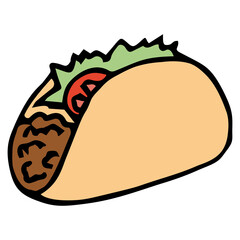 Delicious tacos in doodle style. Hand Drawn. Freehand drawing. Doodle. Sketch. Outline.