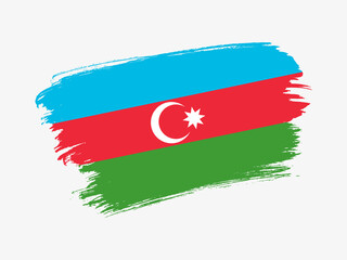 Azerbaijan flag made in textured brush stroke. Patriotic country flag on white background