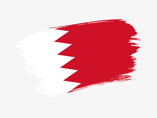 Fototapeta premium Bahrain flag made in textured brush stroke. Patriotic country flag on white background
