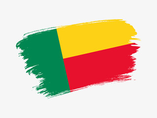 Benin flag made in textured brush stroke. Patriotic country flag on white background