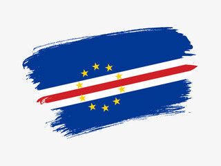 Cape Verde flag made in textured brush stroke. Patriotic country flag on white background