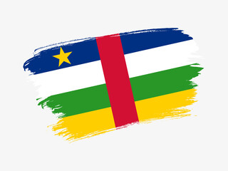 Central African Republic flag made in textured brush stroke. Patriotic country flag on white background