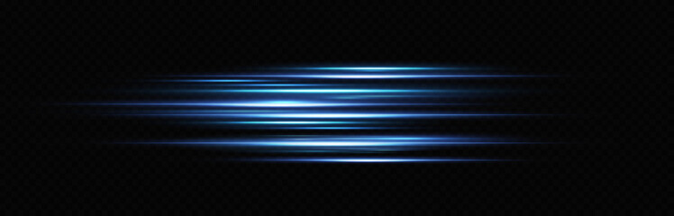 Motion light effect for banners. Blue lines. The effect of speed on a blue background. Red lines of light, speed and movement. Vector lens flare.