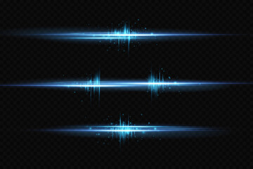 Motion light effect for banners. Blue lines. The effect of speed on a blue background. Red lines of light, speed and movement. Vector lens flare.