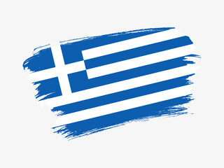 Greece flag made in textured brush stroke. Patriotic country flag on white background