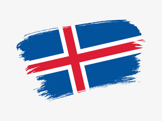 Iceland flag made in textured brush stroke. Patriotic country flag on white background