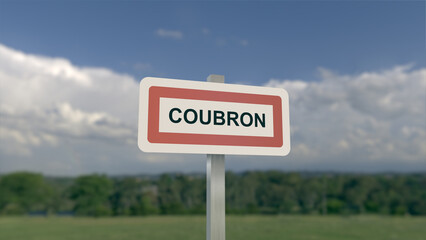 Panneau de la ville de Coubron. Entrée dans la municipalité.	
