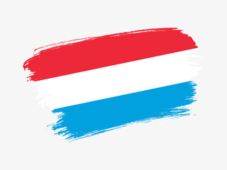 Luxembourg flag made in textured brush stroke. Patriotic country flag on white background