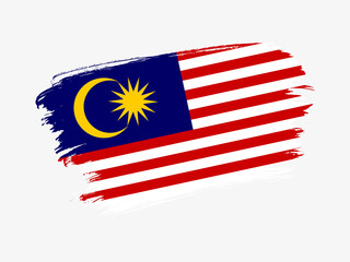 Malaysia flag made in textured brush stroke. Patriotic country flag on white background