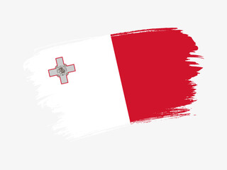 Malta flag made in textured brush stroke. Patriotic country flag on white background