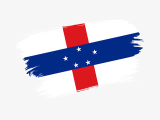 Netherlands Antilles flag made in textured brush stroke. Patriotic country flag on white background