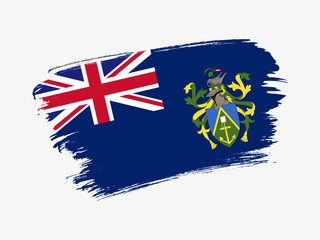 Pitcairn Islands flag made in textured brush stroke. Patriotic country flag on white background
