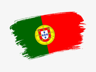Portugal flag made in textured brush stroke. Patriotic country flag on white background
