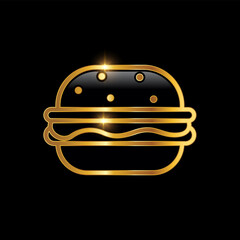 Golden Luxury Burger Vector Sign