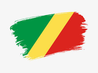 Republic of the Congo flag made in textured brush stroke. Patriotic country flag on white background