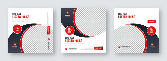 Modern and creative social media post design. Set of editable square banner template. Real estate banner or social media post template. Instagram banner design. Minimal and Trendy social media design
