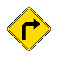Sharp curve to right, traffic sign, vector illustration