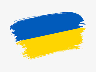 Ukraine flag made in textured brush stroke. Patriotic country flag on white background